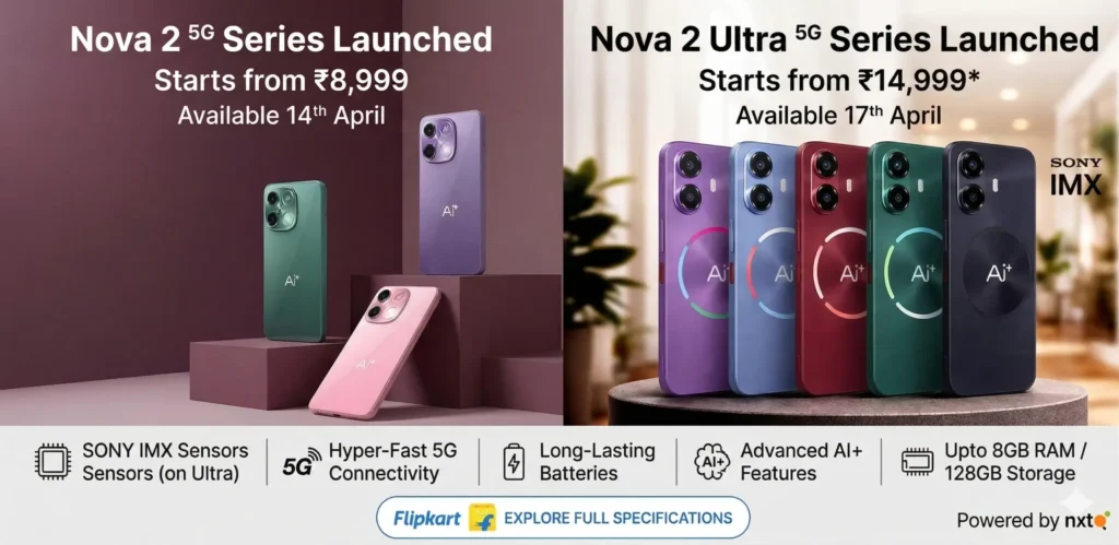 AI+ Nova 2 5G and Nova 2 Ultra 5G specifications comparison table.