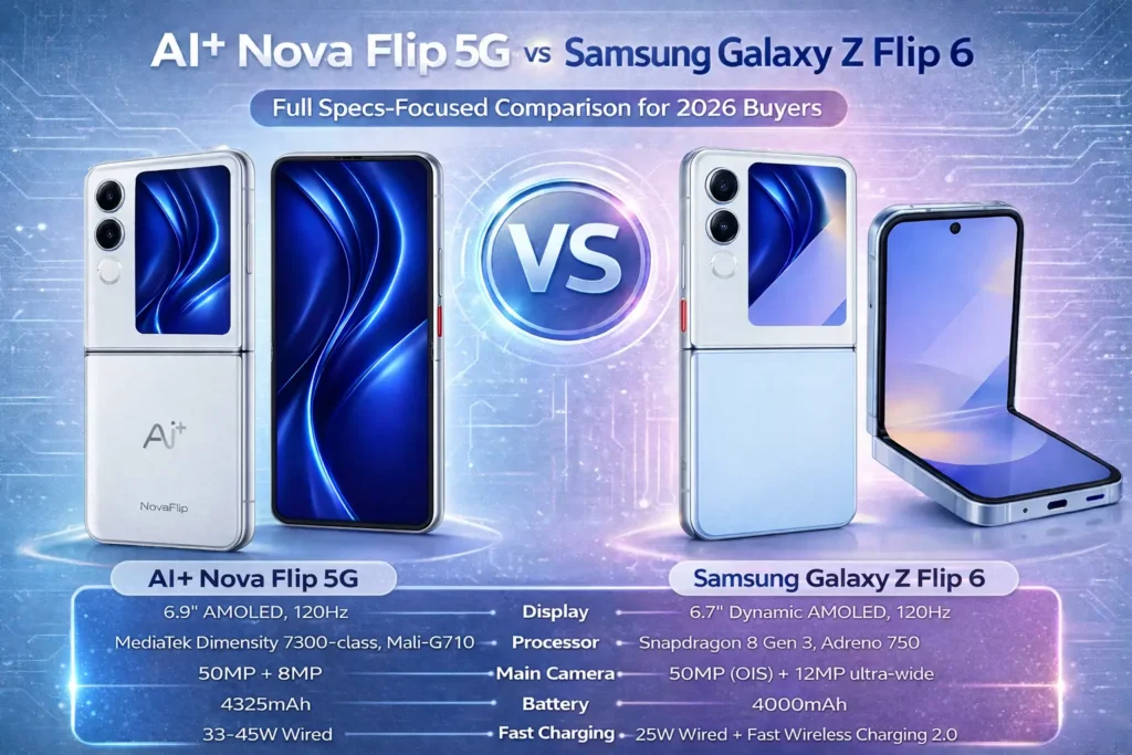 AI+ Nova Flip 5G vs Samsung Galaxy Z Flip 6: Full Specs‑Focused Comparison for 2026 Buyers