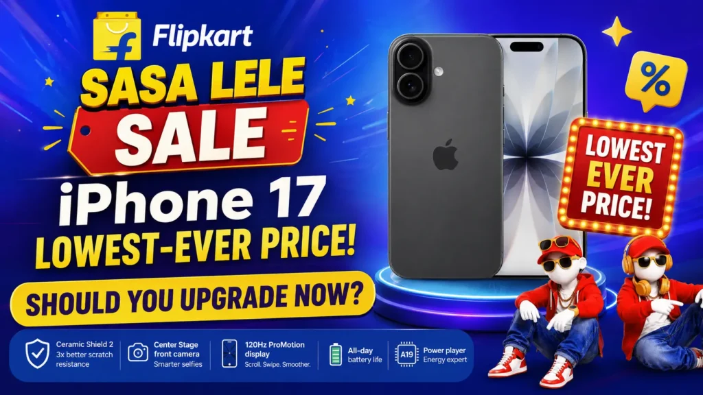 iPhone 17 in Mist Blue and Lavender lowest price on Flipkart Sasa Lele sale