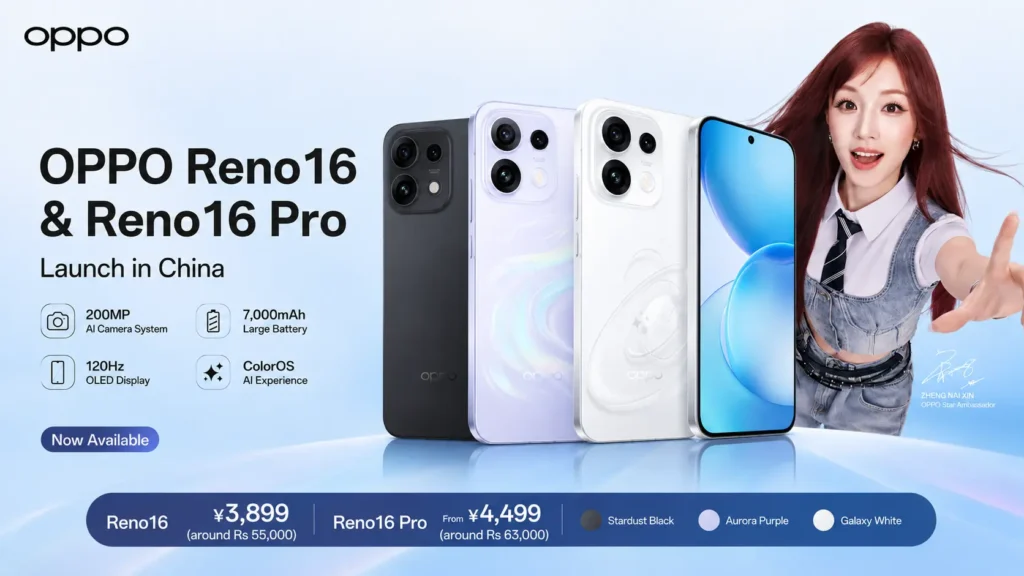 OPPO Reno 16 Series: 200MP Camera and Up to 7,000mAh Battery OPPO Reno 16 Pro in Dream White featuring a 200MP camera and 7,000mAh battery