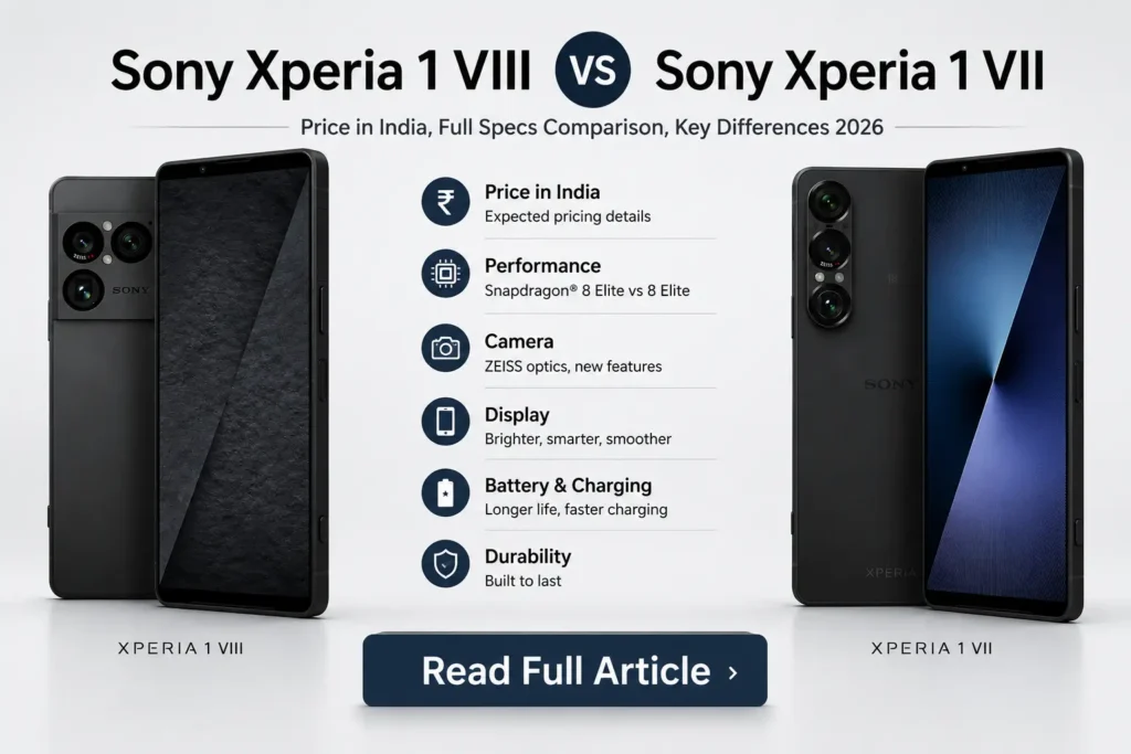 Sony Xperia 1 VIII in Garnet Red vs Sony Xperia 1 VII in Purple side by side comparison