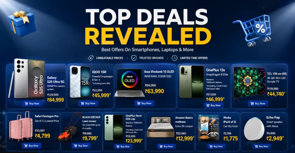 Amazon Prime Day 2026 India top deals on smartphones, laptops, and 4K smart TVs.