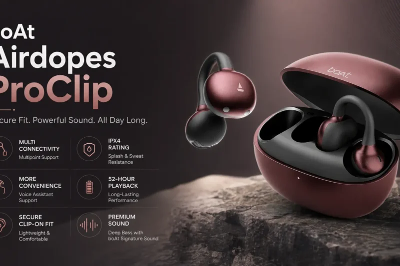 boAt Airdopes ProClip Launched in India: 12mm Drivers, 52-Hour Playback, Price, Features and Full Specifications