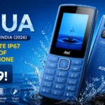 Itel Aqua IP67 water resistant feature phone in Blue and Red.