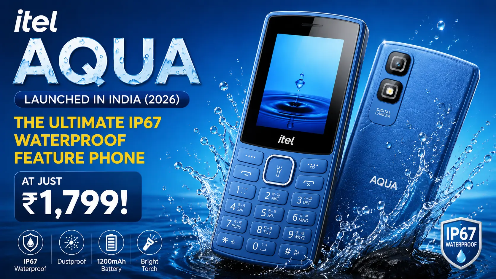 Itel Aqua Launched in India: India’s First IP67-Rated Feature Phone at ₹1,799