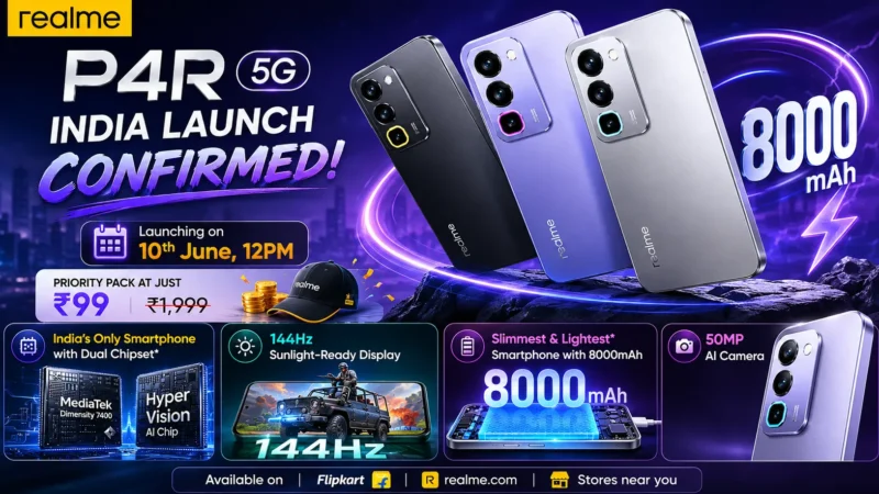 Realme P4R 5G India Launch Date Confirmed: Design, Specs, Price, and Variants Revealed