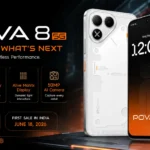 Tecno Pova 8 featuring the rear Alive Matrix Display and an 8,000mAh battery.