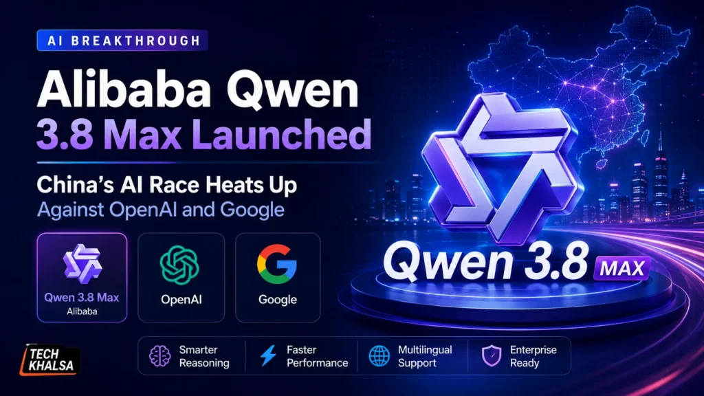 Alibaba Qwen 3.8 Max AI model announcement highlighting 2.4 trillion parameters and open-source capabilities.