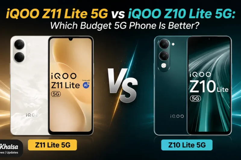 iQOO Z11 Lite 5G vs iQOO Z10 Lite 5G side-by-side comparison showing battery capacities and display refresh rates.