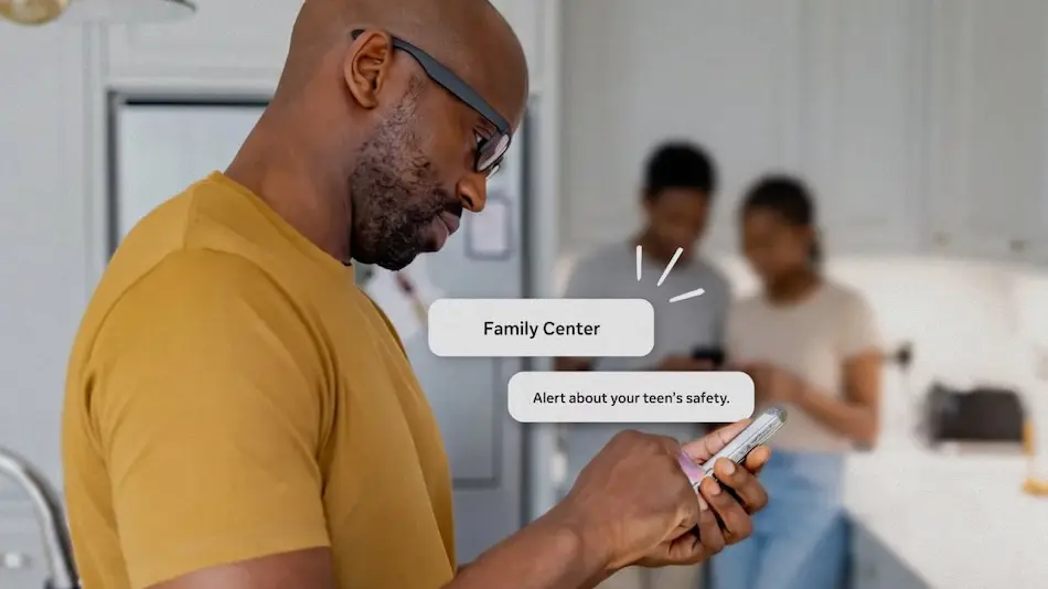 Instagram parental supervision dashboard showing real-time safety alerts for Meta AI teen conversations.