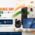 OnePlus Independence Day Sale 2026 banner featuring OnePlus 15, Nord CE 6, and OnePlus Pad 4 with Stylo Pro.