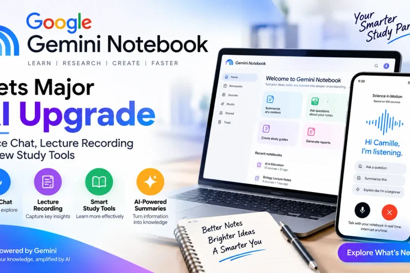 Google Gemini Notebook Gets Major AI Upgrade: Voice Chat, Lecture Recording & New Study Tools